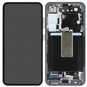 Ekranas Samsung S911 S23 5G su lietimui jautriu stikliuku e rėmeliu Phantom Black original (service pack)