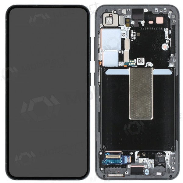 Ekranas Samsung S911 S23 5G su lietimui jautriu stikliuku e rėmeliu Phantom Black original (service pack)