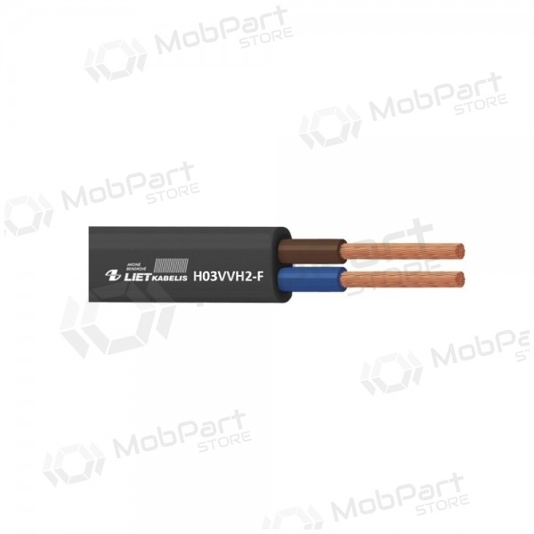 Cabo flexível Lietkabelis OMYp 2x1 mm² de cobre PVC CPR Eca 300 V bobina de 100 m.