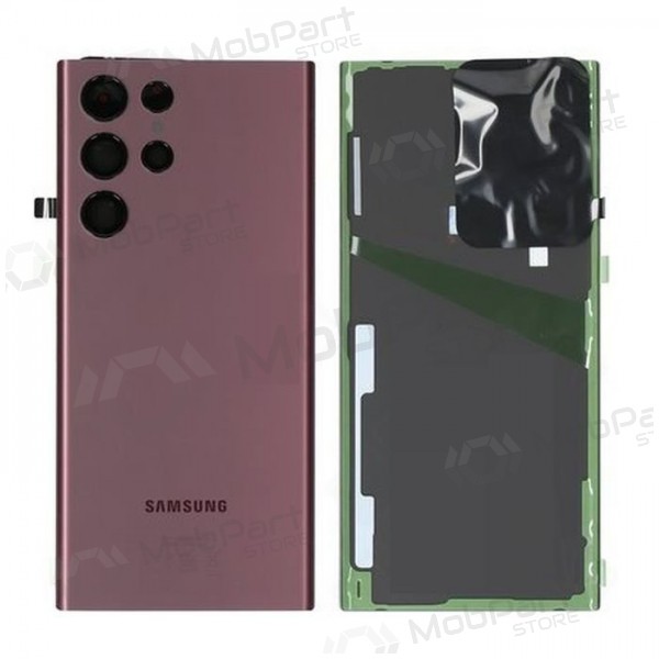 Samsung S908 Galaxy S22 Ultra tampa traseira da bateria (Burgundy) (usado grade A, original) Samsung S908 Galaxy S22 Ultra tampa traseira da bateria (Burgundy) (usado grade A, original)