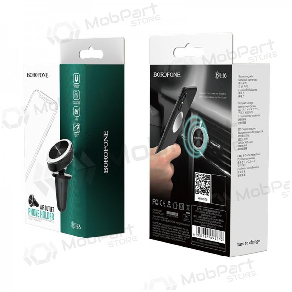 Automobilinis Universal telefono laikiklis Borofone BH6, mounted on ventilation grilles, magnetic, preto Automobilinis Universal telefono laikiklis Borofone BH6, mounted on ventilation grilles, magnetic, preto