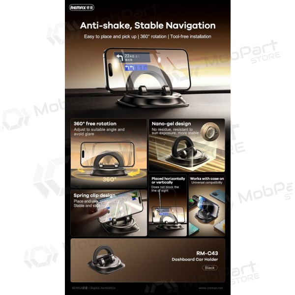 Suporte para telefone de carro Remax RM-C43 (dashboard) preto