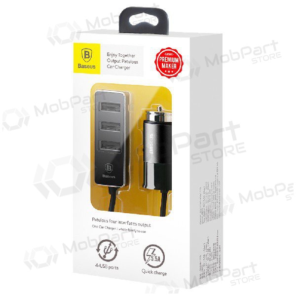 Carregador de carro Baseus CCTON-01 (4xUSB 5.5A) (preto)