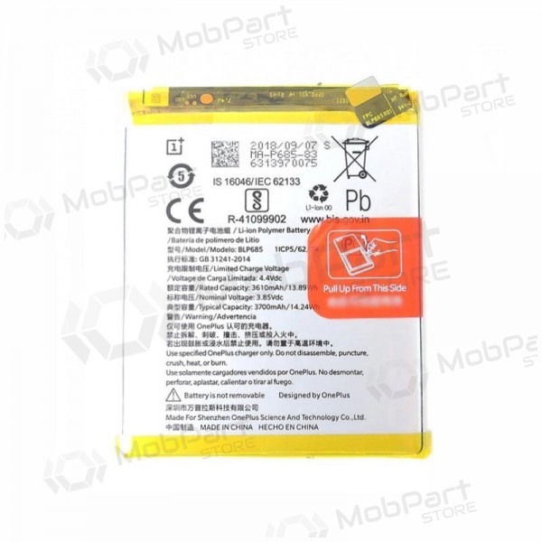 OnePlus 6T (BLP685) bateria / acumulador (3700mAh) OnePlus 6T (BLP685) bateria / acumulador (3700mAh)