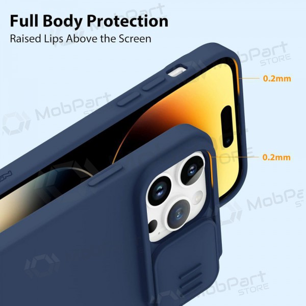Apple iPhone 15 capa „Nillkin Silicone“ (azul escuro)