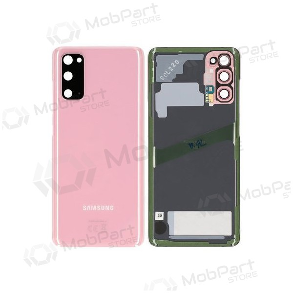 Samsung G981F / G980 Galaxy S20 tampa traseira da bateria rosa (Cloud Pink) (usado grade B, original) Samsung G981F / G980 Galaxy S20 tampa traseira da bateria rosa (Cloud Pink) (usado grade B, original)