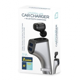 Carregador de carro Platinet + Bluetooth ausinė