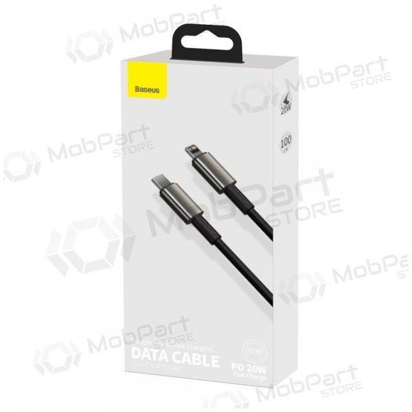 Cabo Lightning Baseus Tungsten CATLWJ-01 USB-C para Lightning 1 m PD 20 W preto