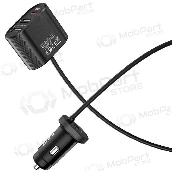 Carregador de carro HOCO Z35 Quick Charge 18W (2xUSB 1xType-C 3A) (preto)