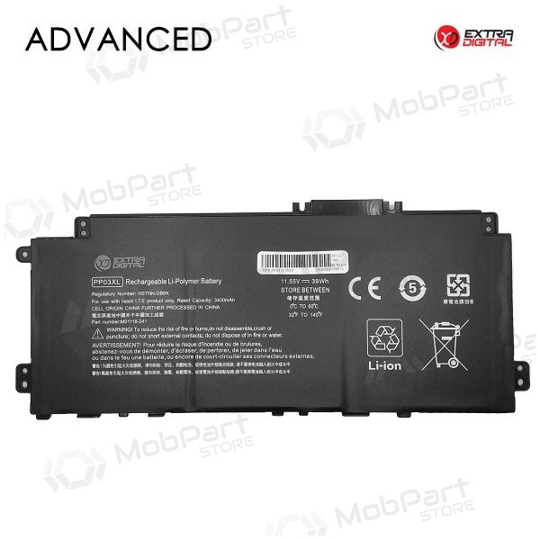 HP PP03XL, 3400mAh bateria do portátil, Advanced HP PP03XL, 3400mAh bateria do portátil, Advanced