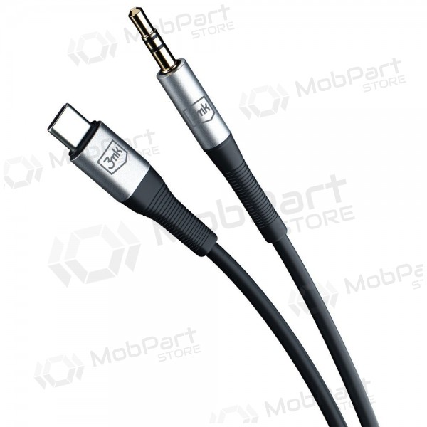 Cabo de áudio 3mk USB-C para 3.5 mm 1 m preto