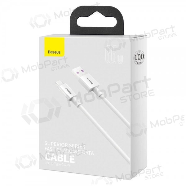 USB cabo Baseus Superior iš USB į Type-C 66W 2.0m branco CATYS-A02