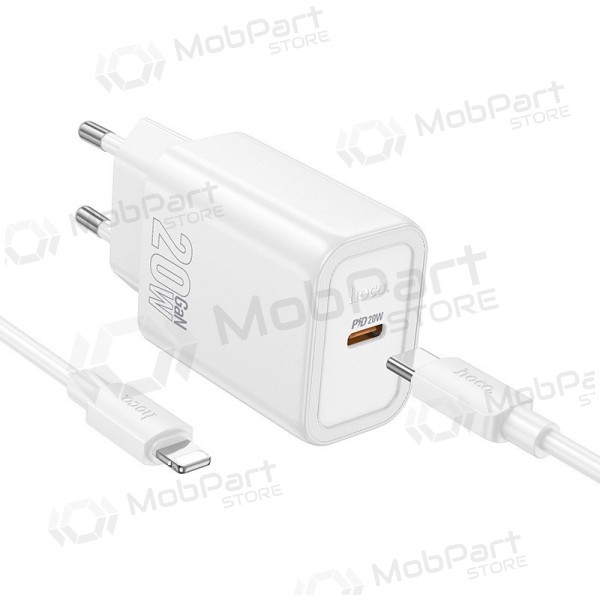 Carregador Hoco N60 20W GaN USB-C + USB-C to Lightning cable 1.0m branco