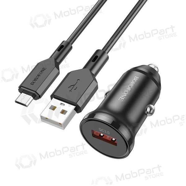 Carregador automobilinis Borofone BZ18 Quick Charge 3.0 18W + MicroUSB (preto)