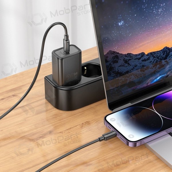 Carregador Hoco N60 20W GaN USB-C + USB-C to Lightning cable 1.0m branco