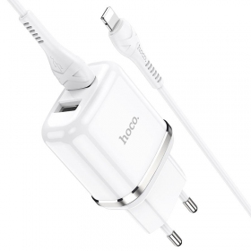 Carregador Hoco N4 X 2 USB  jungtimis + Lightning (2.4A) (branco)