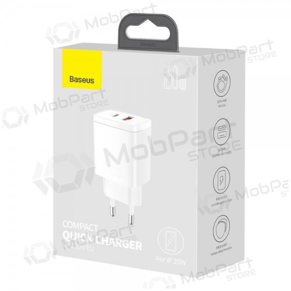 Carregador Baseus USB + Type-C 20W CCXJ-B02 (branco)