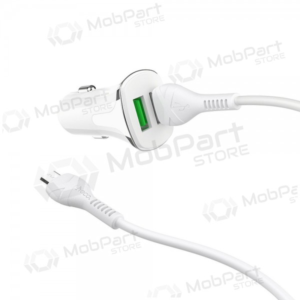 Carregador automobilinis Hoco Z31 Quick Charge 3.0 (3.4A) x 2 USB + microUSB (branco)
