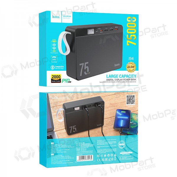 Bateria externa Power Bank Hoco J94 Overlord 22.5W 75000mAh preto Bateria externa Power Bank Hoco J94 Overlord 22.5W 75000mAh preto