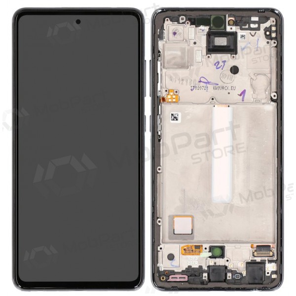 Ekranas Samsung A525/A526 A52 4G/5G 2021 su lietimui jautriu stikliuku e rėmeliu Awesome Black OLED (real size)