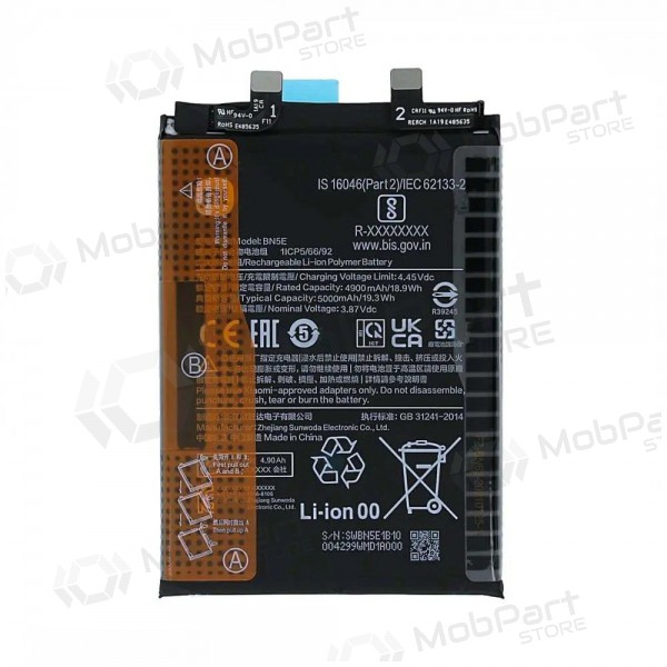 Xiaomi Redmi Note 11 Pro 5G, Note 12 Pro 4G, Poco X4 Pro 5G bateria, akumuliatorius (BN5E) (original) Xiaomi Redmi Note 11 Pro 5G, Note 12 Pro 4G, Poco X4 Pro 5G bateria, akumuliatorius (BN5E) (original)