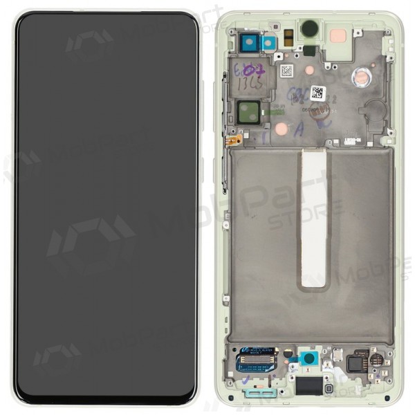 Ekranas Samsung G990 S21 FE 5G su lietimui jautriu stikliuku e rėmeliu Olive original (service pack)