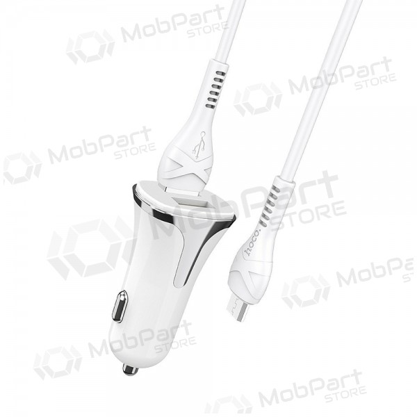 Carregador automobilinis Hoco Z31 Quick Charge 3.0 (3.4A) x 2 USB + microUSB (branco)