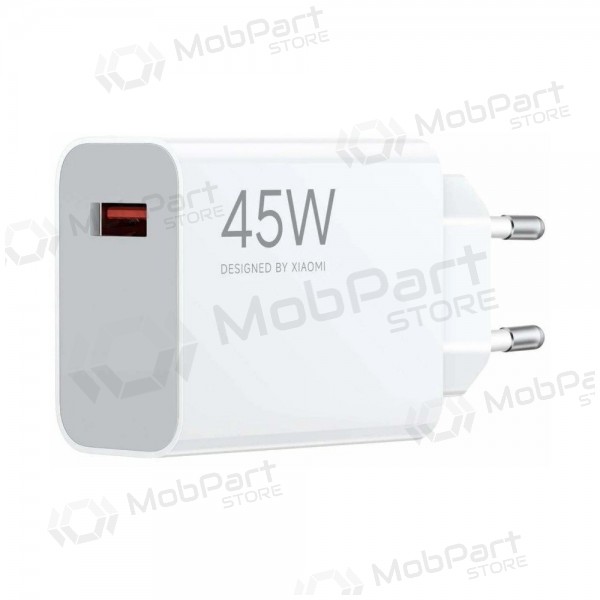 Carregador de telefone Xiaomi Turbo Charging Power Adapter BHR07SLEU 45 W USB-A PD branco.
