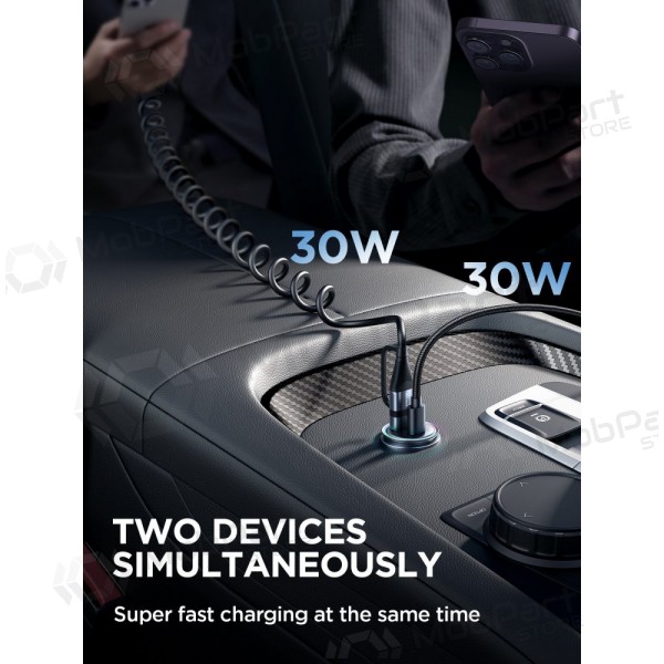 Carregador automobilinis Joyroom JR-CCN04 USB-C/USB-A 60W preto