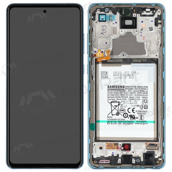 Ekranas Samsung A725/A726 A72 4G/5G 2021 su lietimui jautriu stikliuku e rėmeliu e bateria Awesome Blue original (service pack) Ekranas Samsung A725/A726 A72 4G/5G 2021 su lietimui jautriu stikliuku e rėmeliu e bateria Awesome Blue original (service pack)