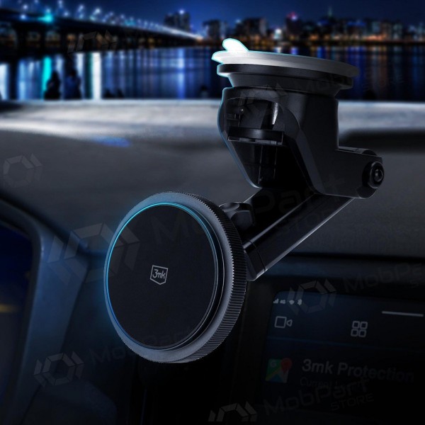 Suporte de telefone para carro com carregamento sem fios 3MK Car MagCharger 15 W no painel de bordo.