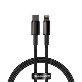 Cabo Lightning Baseus Tungsten CATLWJ-01 USB-C para Lightning 1 m PD 20 W preto