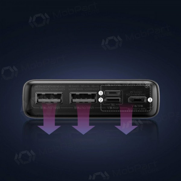 Bateria externa Power Bank Baseus Adaman 22.5W 20000mAh + Type-C 0.3m preto PPAD070101