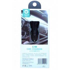 Carregador automobilinis Leslie C18 2 USB 2.4A (1A+2A) (preto)