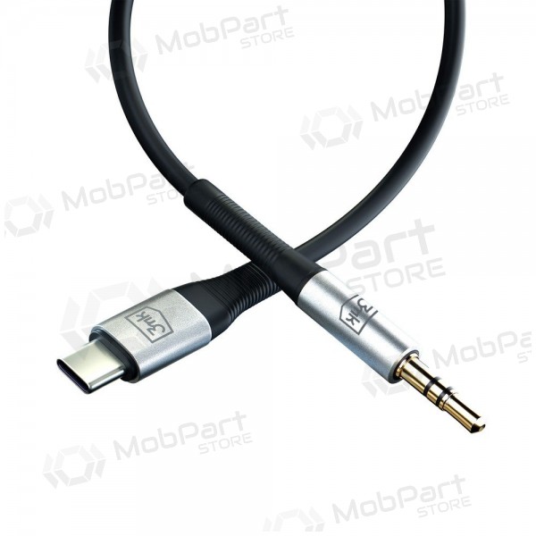 Cabo de áudio 3mk USB-C para 3.5 mm 1 m preto