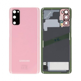 Samsung G981F / G980 Galaxy S20 tampa traseira da bateria rosa (Cloud Pink) (usado grade C, original)
