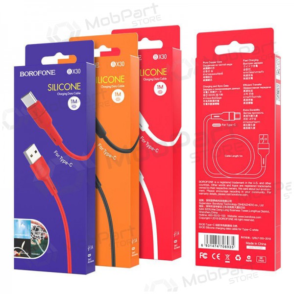 USB cabo Borofone BX30 Type-C 1.0m (preto)