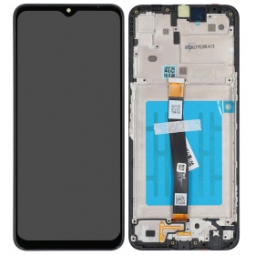 Ekranas Samsung A226 A22 5G su lietimui jautriu stikliuku e rėmeliu Black original