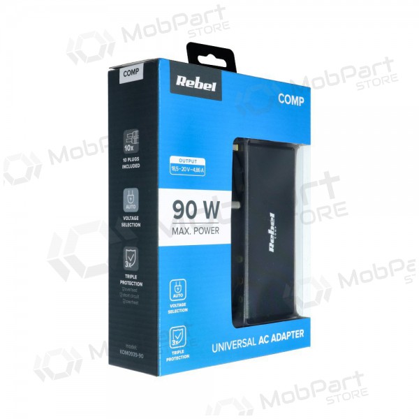 Carregador REBEL for Notebook / Laptop 90W / 18-20V (preto)