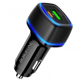 Carregador automobilinis Borofone BZ14A PD20W+QC3.0 x 2 USB (preto)