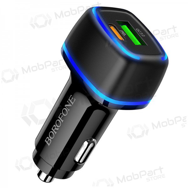 Carregador automobilinis Borofone BZ14A PD20W+QC3.0 x 2 USB (preto)