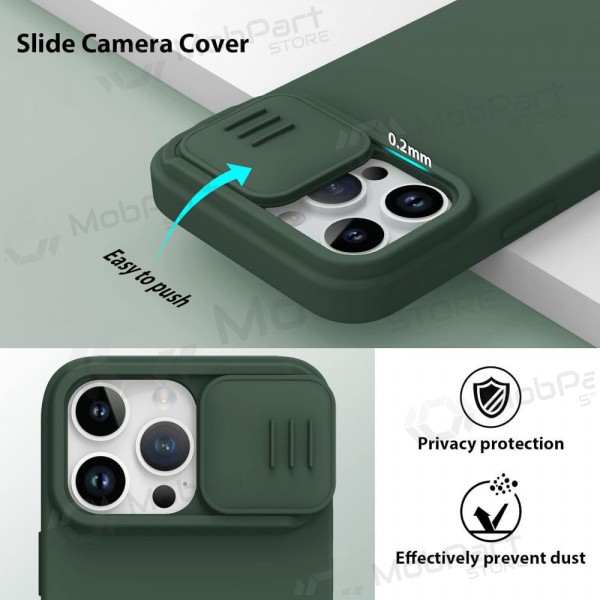 Apple iPhone 15 Pro capa „Nillkin Silicone“ (verde escuro)