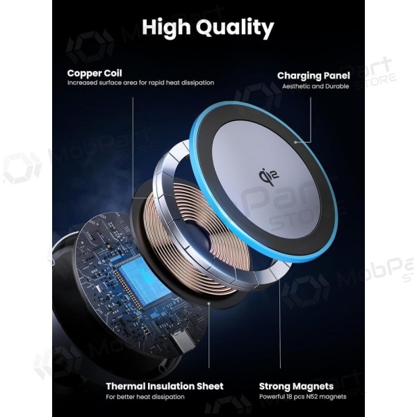 Automobilinis laikiklis-carregador Ugreen W708 MagSafe 15W (35970) preto