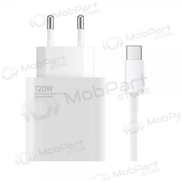 Carregador de telefone Xiaomi HyperCharge Combo BHR9462EU 120 W USB-A QC GaN branco.