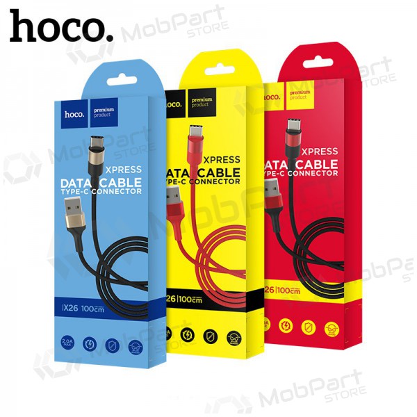 USB cabo Hoco X26 Type-C 1.0m (preto / dourado)