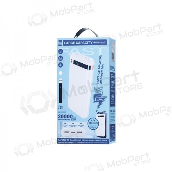 Bateria externa Power Bank Remax RPP-72 22.5W 20000mAh preto