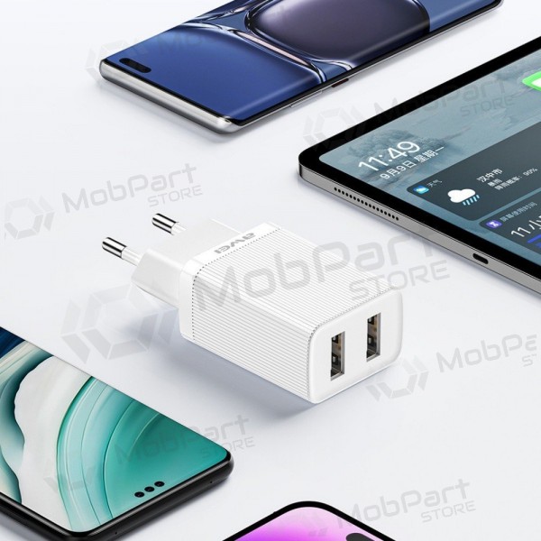 Carregador Awei C15L-EU 2xUSB-A 10W + USB to Lightning cable branco