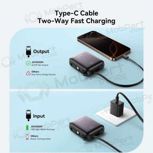 Bateria externa Power Bank Joyroom JR-PBF27 22.5W Mini 10000mAh preto Bateria externa Power Bank Joyroom JR-PBF27 22.5W Mini 10000mAh preto